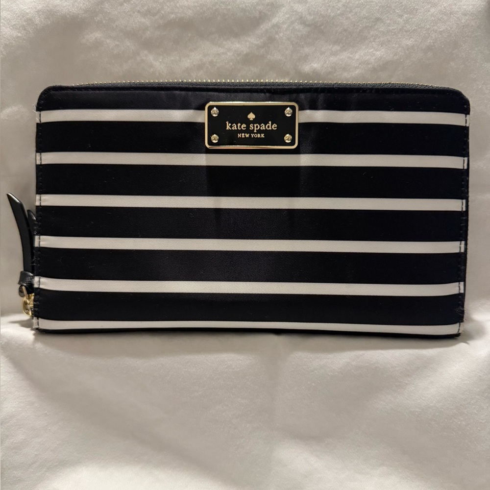 Kate Spade Black and White Striped Wallet/Clutch